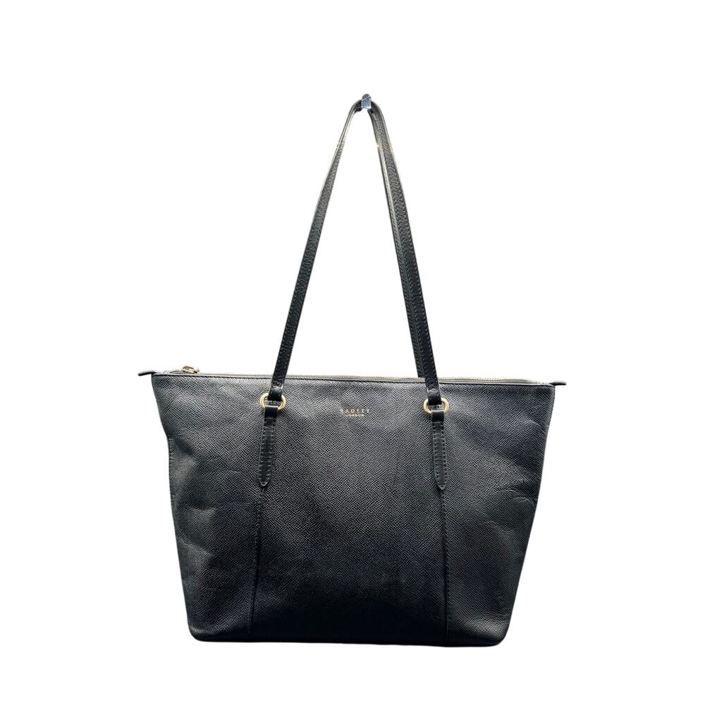 Radley London Black Pebbled Leather Zip Tote Shoulder Bag Large